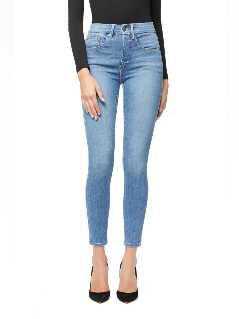 Good American Good Legs Crop Jeans GLC148 Blue268 Size 0/25 EUC